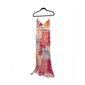 Patchwork print maxi dress